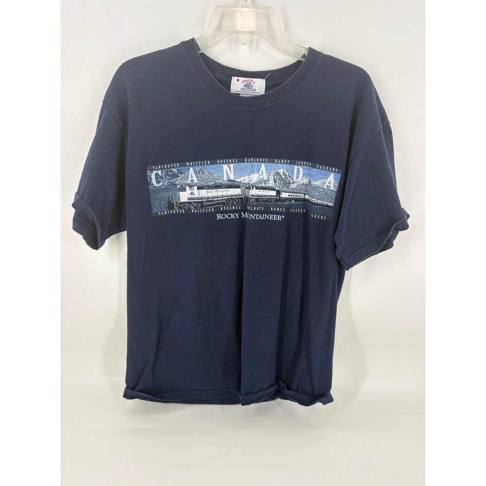 Rocky Mountaineer Canada T Shirt Navy Souvenir Tee Size L